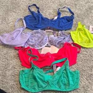 Multi-Color Lace Underwire Bra - Bright Pink, Blue, Green, Lavender, Yellow